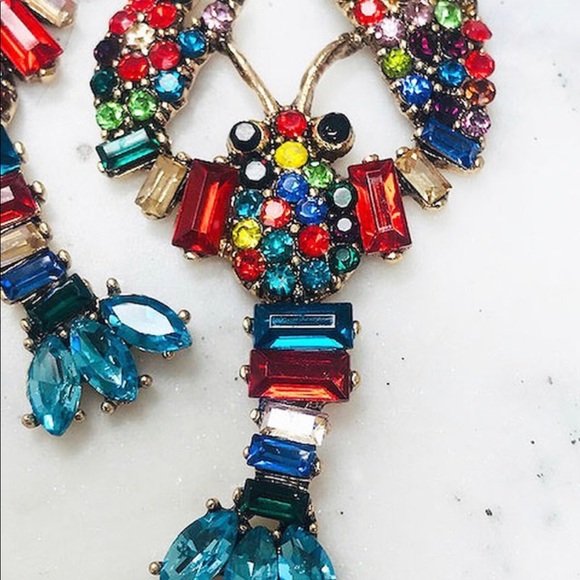 Lobster Multi-Crystal Statement Earring,NWT - Picture 2 of 7